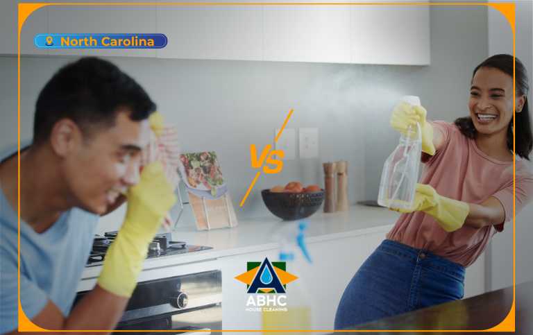 Deep cleaning vs regular cleaning showing the difference between surface cleaning and detailed home cleaning