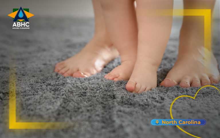 Professional carpet cleaning in a Raleigh home to remove deep dirt and refresh the carpet fibers.
